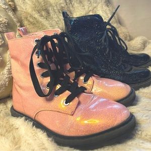 Psparkle Pink and Black Combat Boots